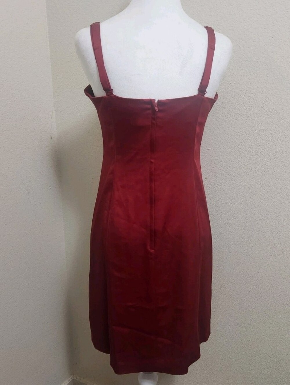 💐Vtg Y2K BCBG MAXAZRIA Runway Collection Dress 10 Burgundy Ruched Mesh Flower - Picture 7 of 16
